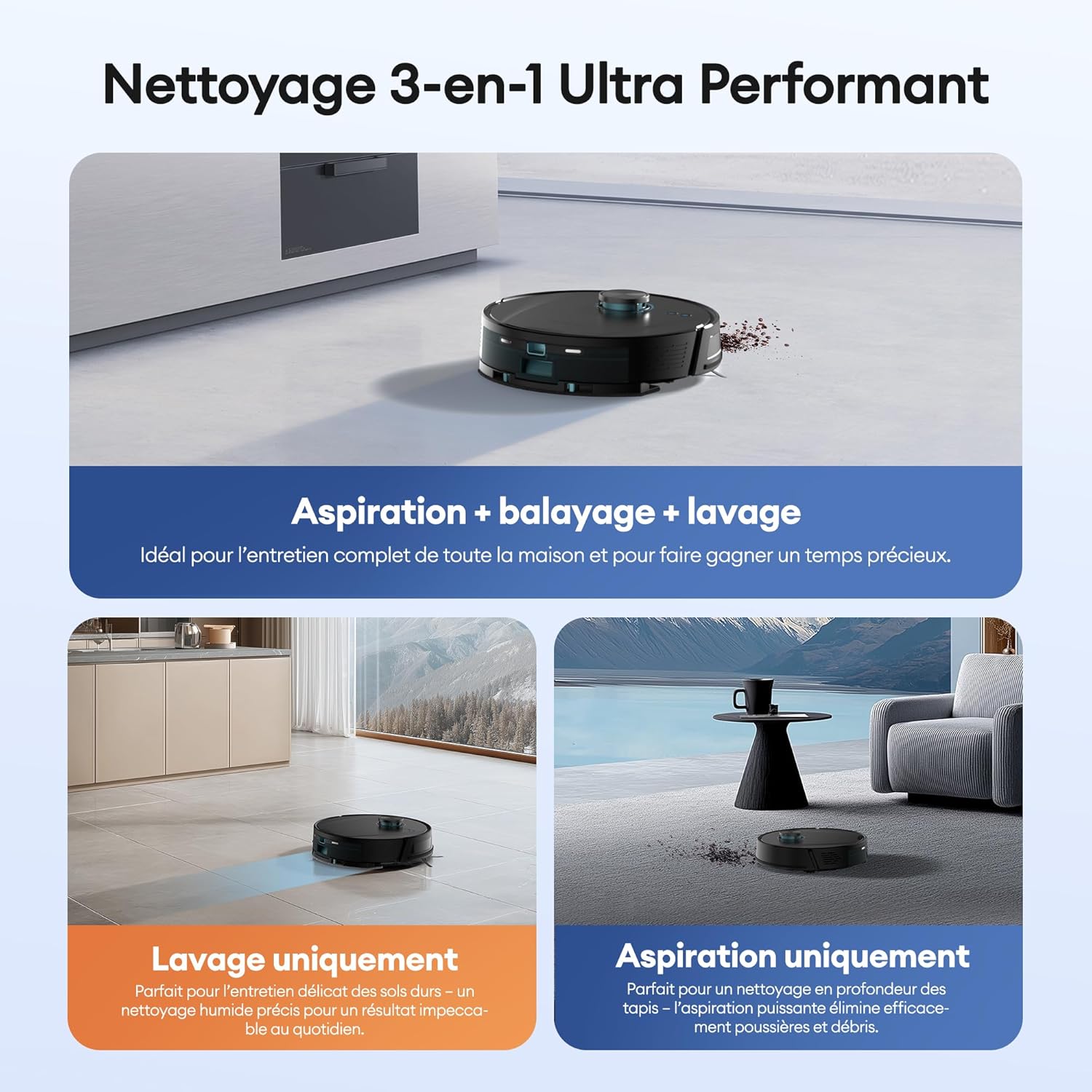 Ultenic D10 Robot Aspirapolvere Lavapavimenti con LiDAR e Aspirazione 8000 Pa - immagine 12